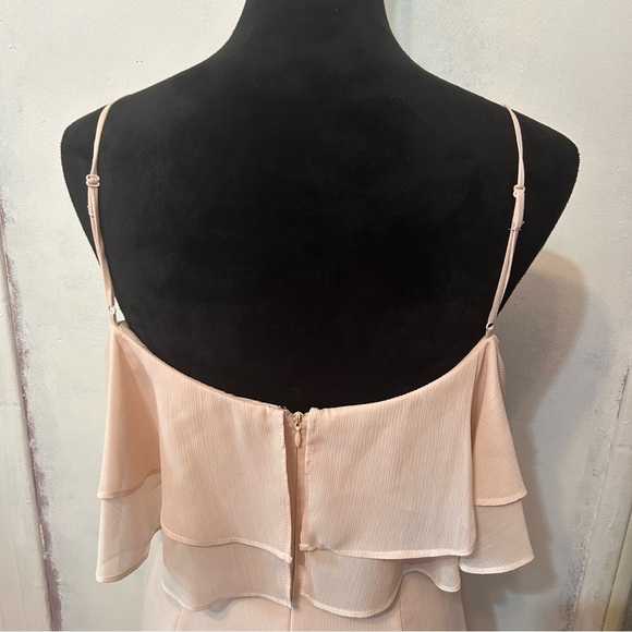 WAYF Women’s Formal Chiffon Wedding Prom Dress Medium Blush Pink Tiered Ruffle - Picture 6 of 12